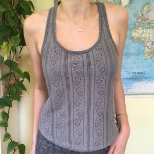 Gray floral lace tank top grey flower crochet cami
